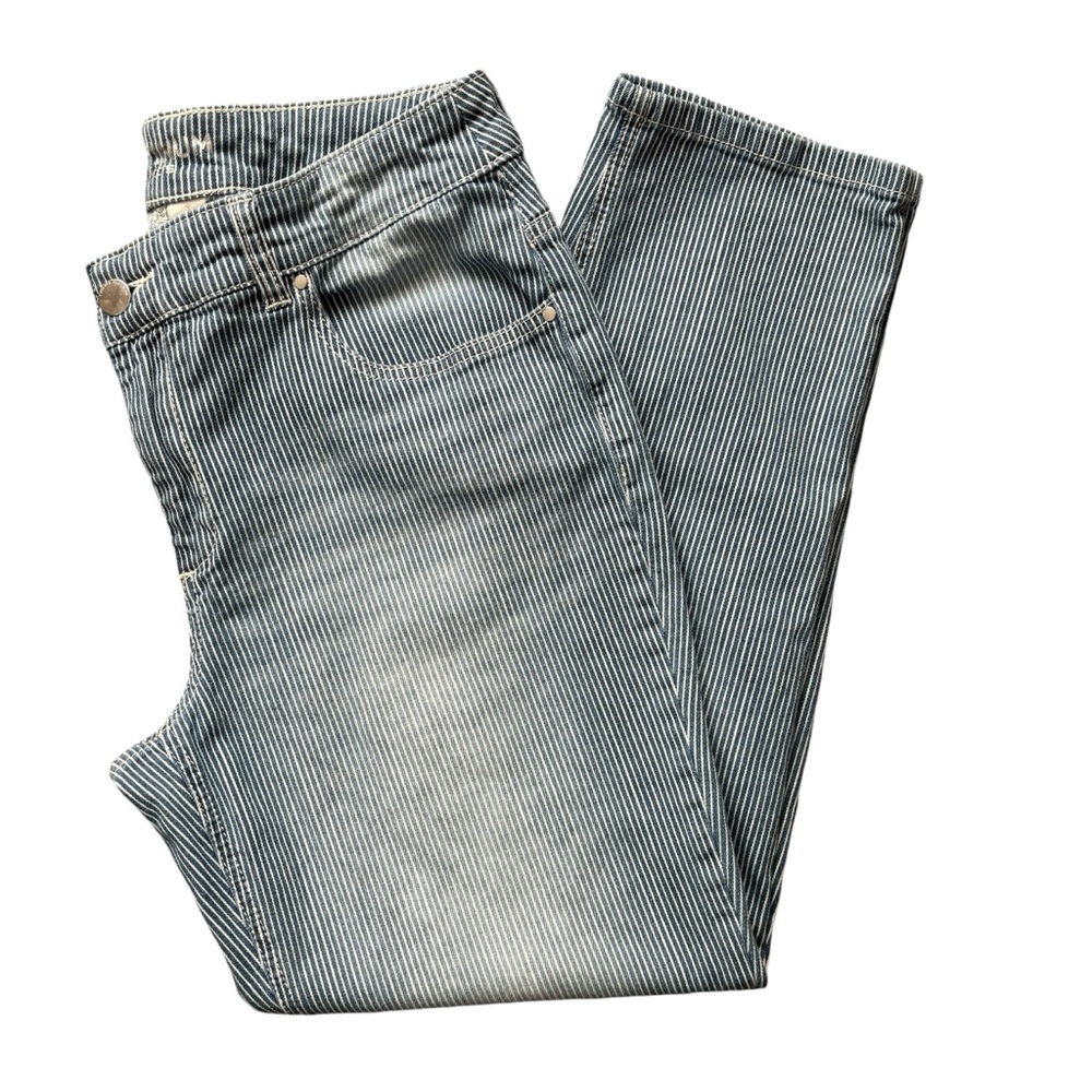 CHICO'S Platinum Railroad Stripe Boyfriend Jeans